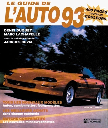 Couverture du livre de Le Guide de l'auto 1993 - papier format