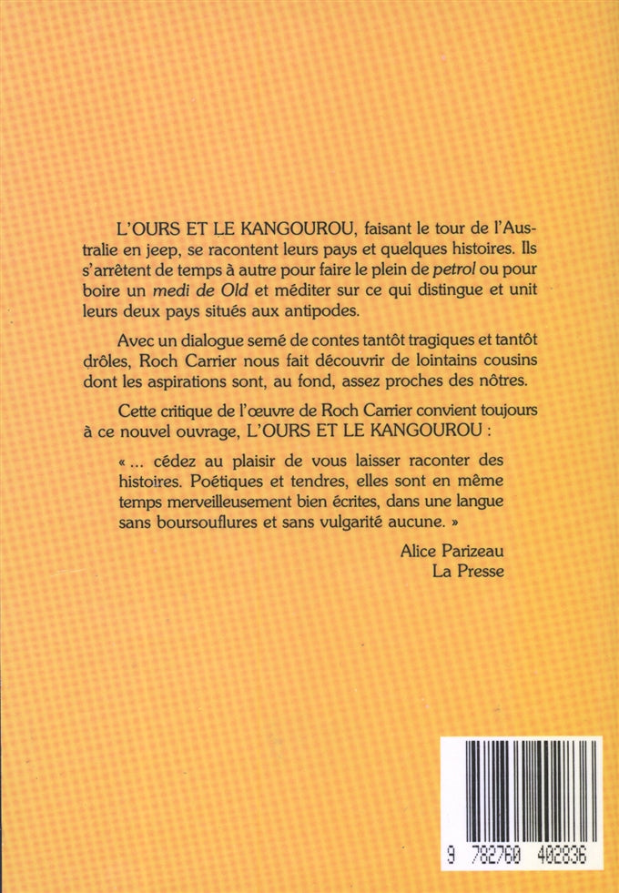 Couverture du livre de L'ours et le kangourou - papier format