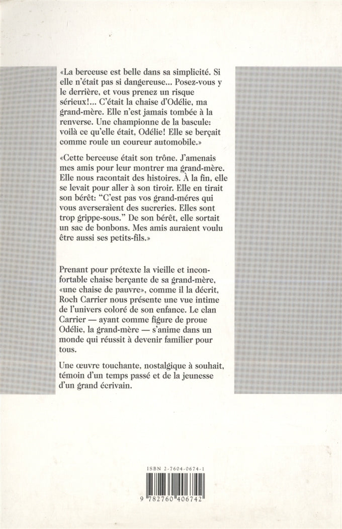 Couverture du livre de Une chaise - papier format
