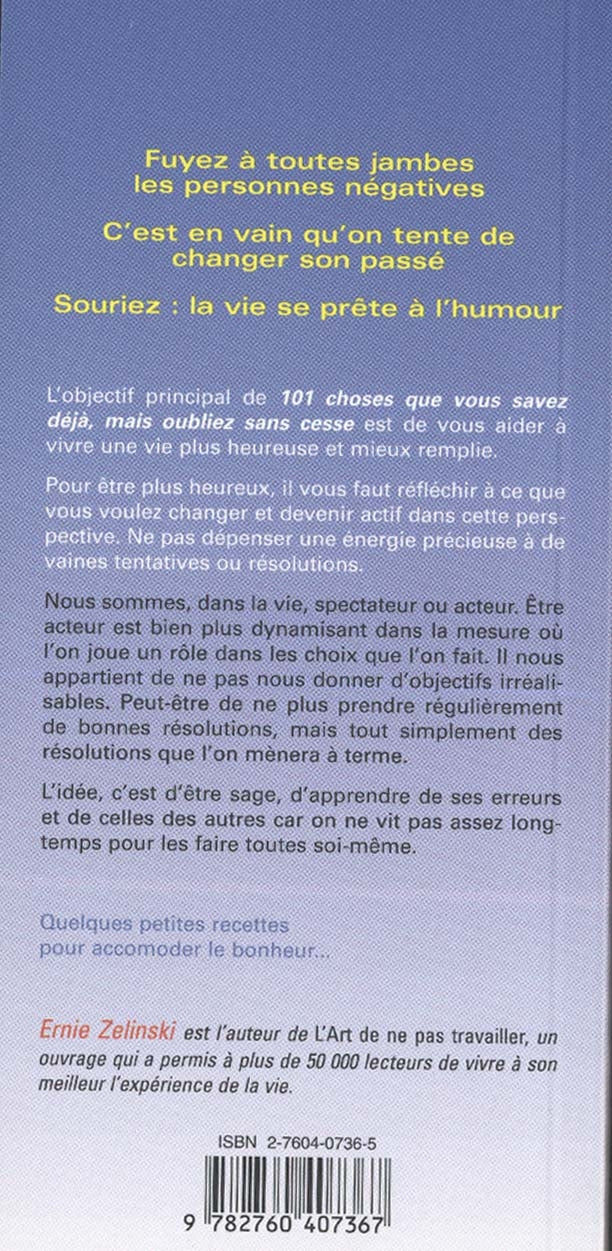 Couverture du livre de 101 choses que vous savez déjà mais oubliez sans cesse - papier format