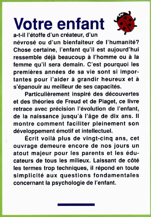 Couverture du livre de Psychologie de l'enfant de zéro à dix ans - papier format