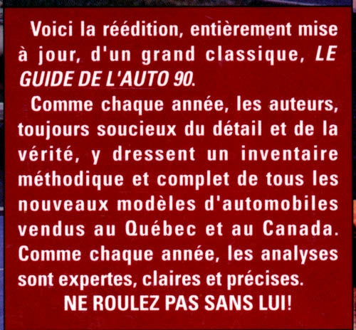 Couverture du livre de Le guide de l'auto 1990 - papier format