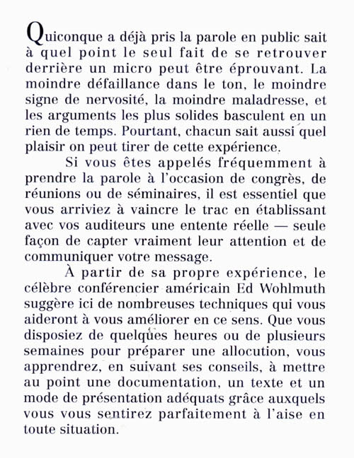 Couverture du livre de L'art de parler en public - papier format