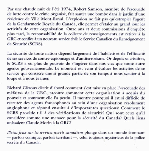 Couverture du livre de Pleins feux.Services secrets - papier format