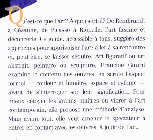 Couverture du livre de Apprécier l'oeuvre d'art : un guide - papier format