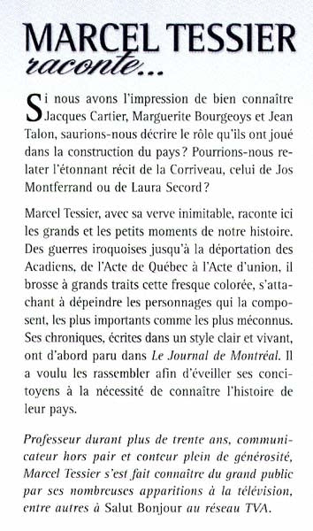 Couverture du livre de Marcel Tessier raconte : chroniques d'histoire. - papier format