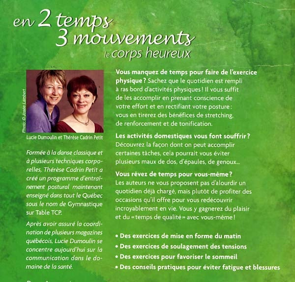 Couverture du livre de En 2 temps 3 mouvements, le corps heureux : les gestes quotidiens pour garder la forme - papier format