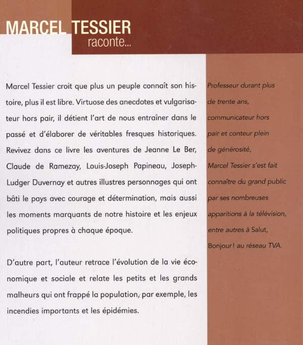 Couverture du livre de Marcel Tessier raconte-- - papier format