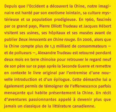 Couverture du livre de Deux innocents en Chine rouge - papier format