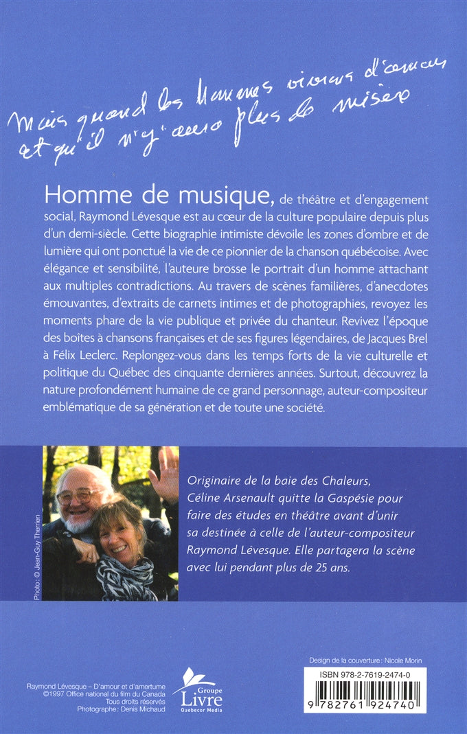 Couverture du livre de Raymond Lévesque : une vie d'ombre et de lumière - papier format