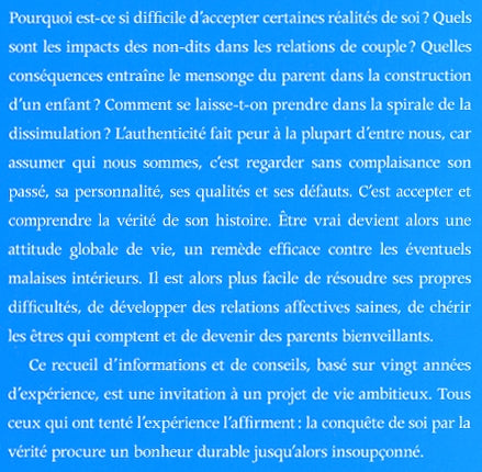 Couverture du livre de Vérité ou conséquences : oser l'authenticité envers soi, en couple et en famille - papier format