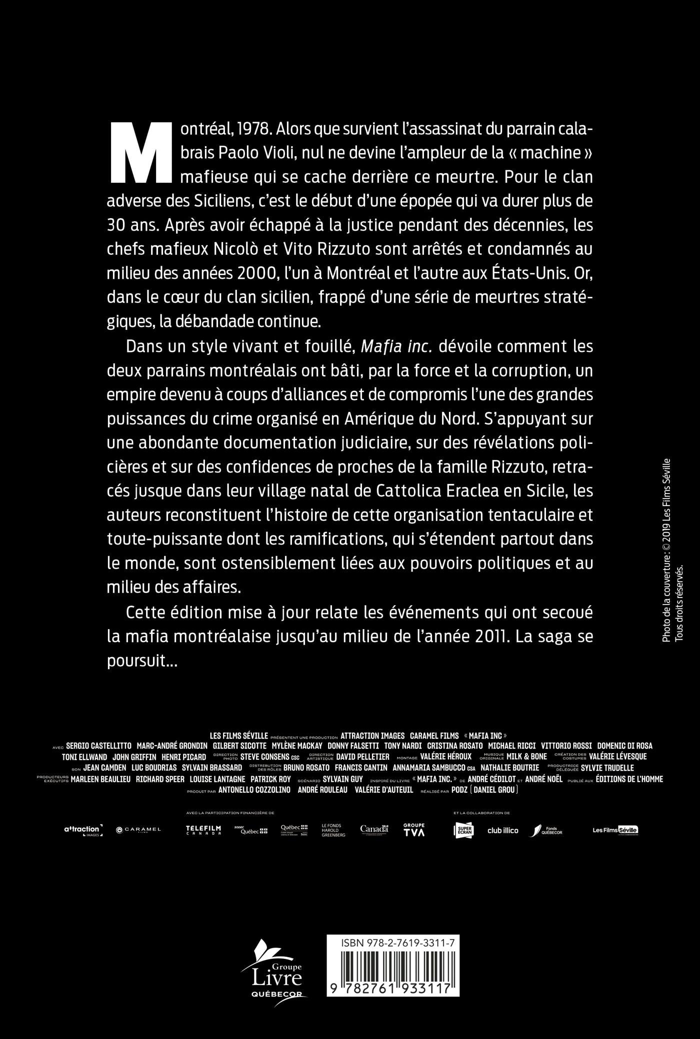 Couverture du livre de Mafia inc. : grandeur et misère du clan sicilien au Québec - papier format