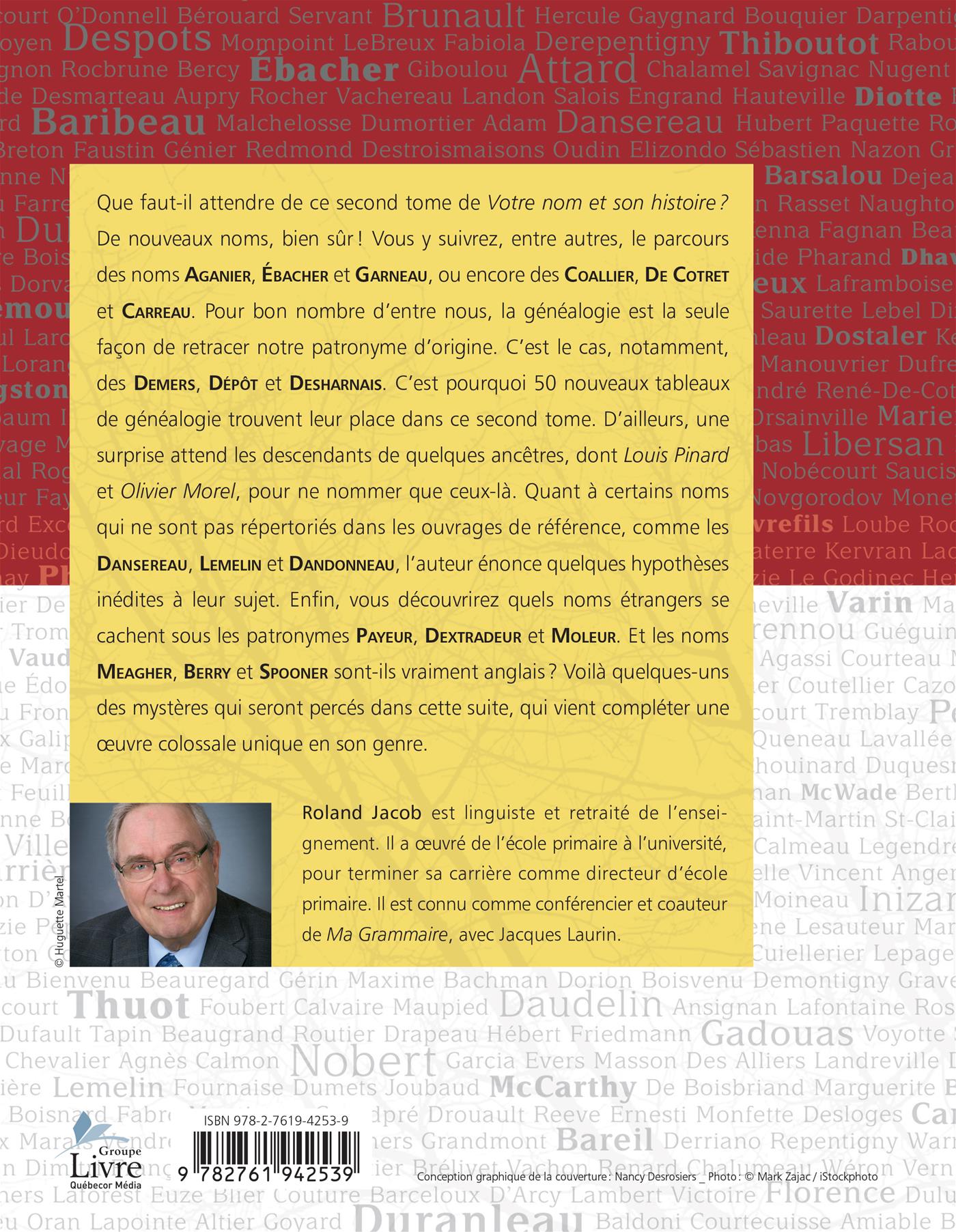 Couverture du livre de Votre nom et son histoire : les noms de famille au Québec. - papier format