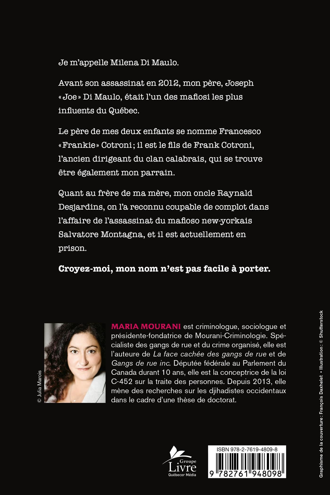 Couverture du livre de Milena Di Maulo : fille et femme de mafiosi - papier format