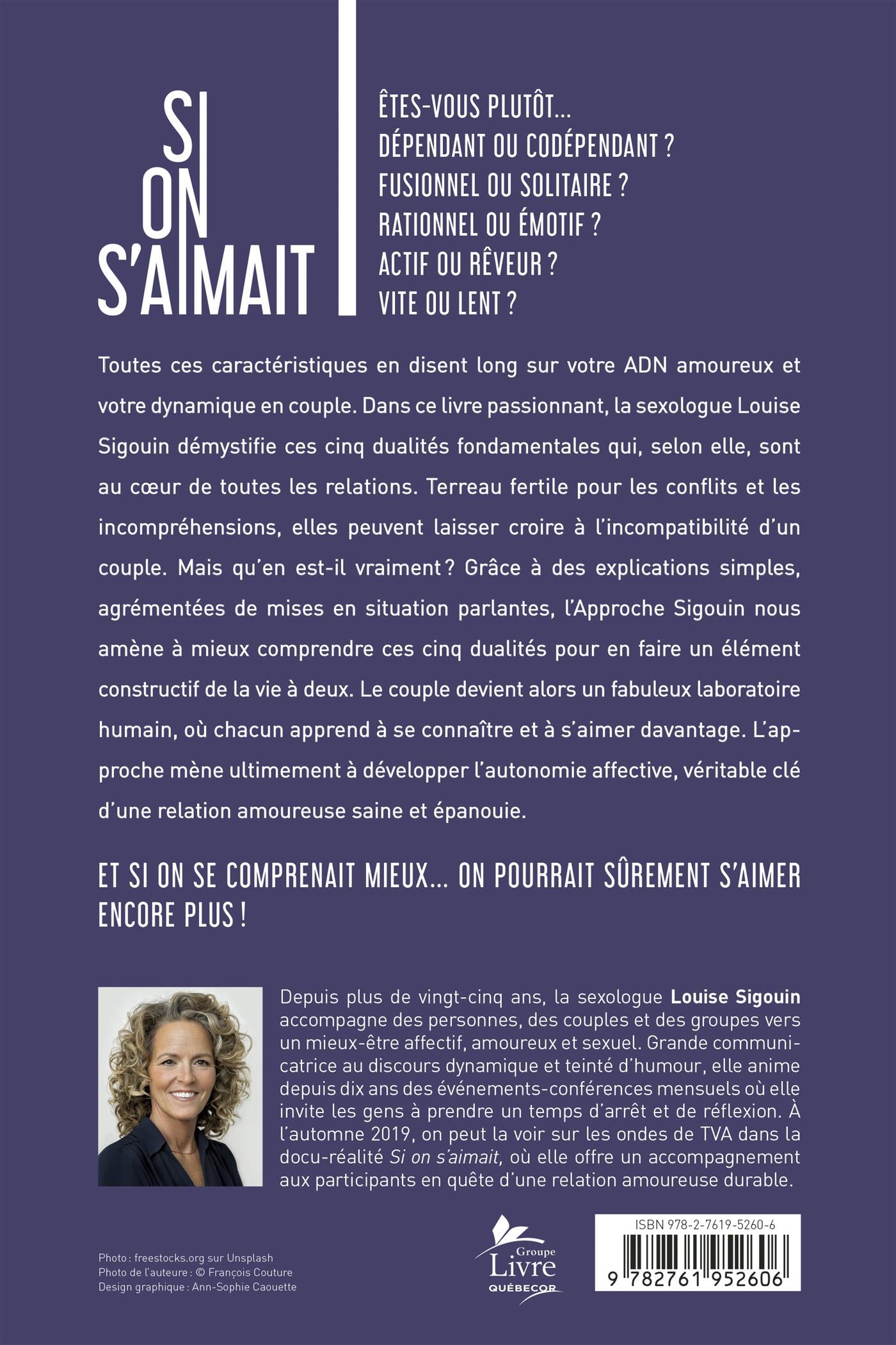 Couverture du livre de Si on s'aimait : l'approche Sigouin : ces 5 dualités qui vont vous rapprocher - papier format