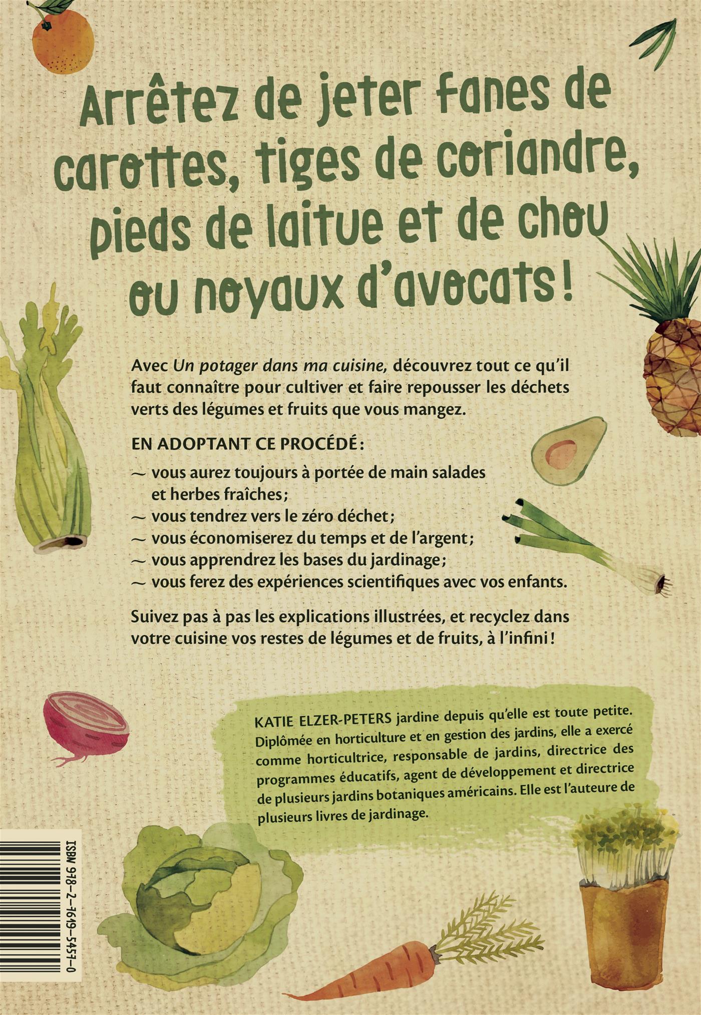 Couverture du livre de Un potager dans ma cuisine : 25 projets zéro déchet pour faire repousser vos légumes à l'infini - papier format