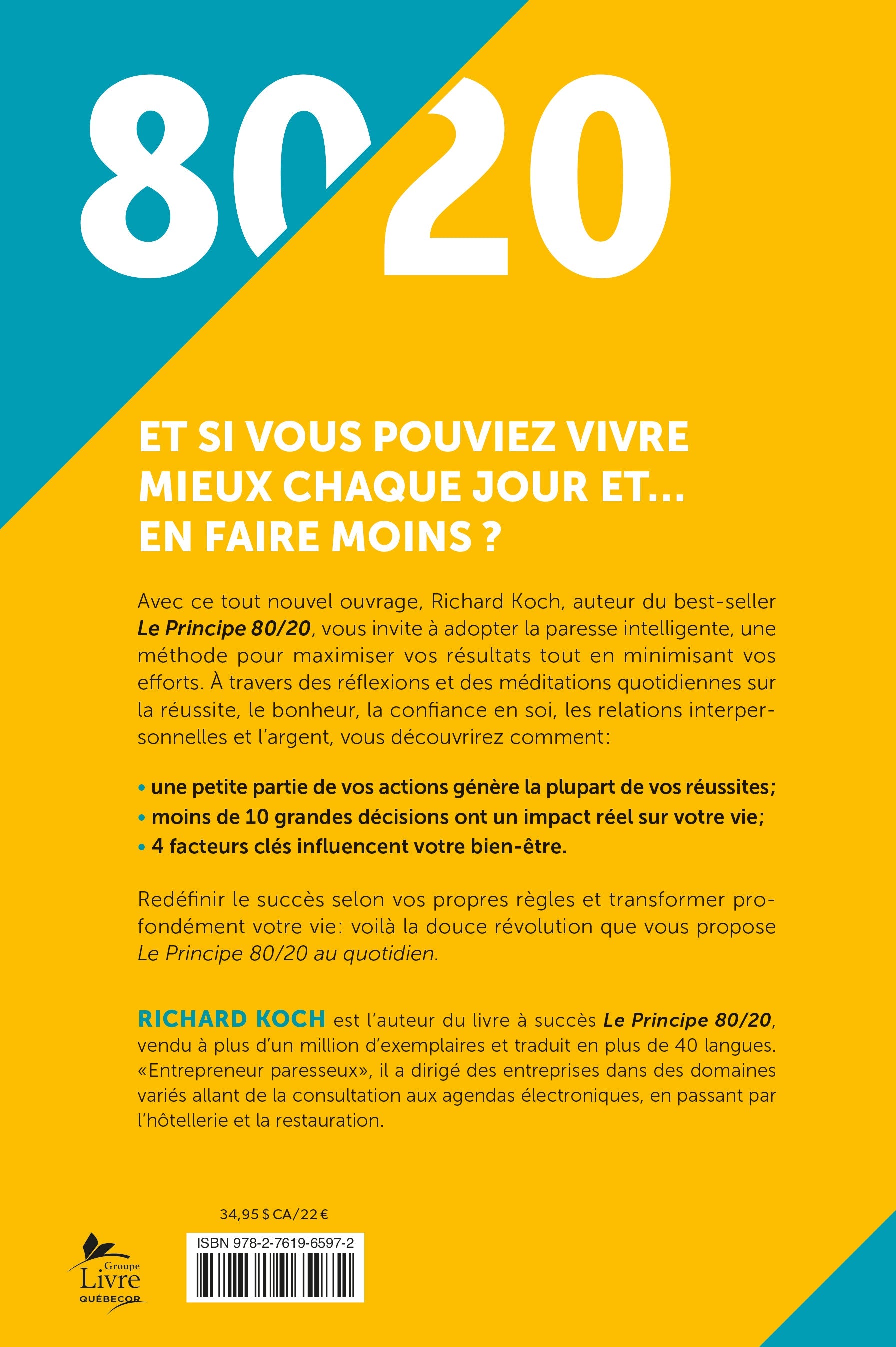 Couverture du livre de Le principe 80/20 au quotidien - papier format