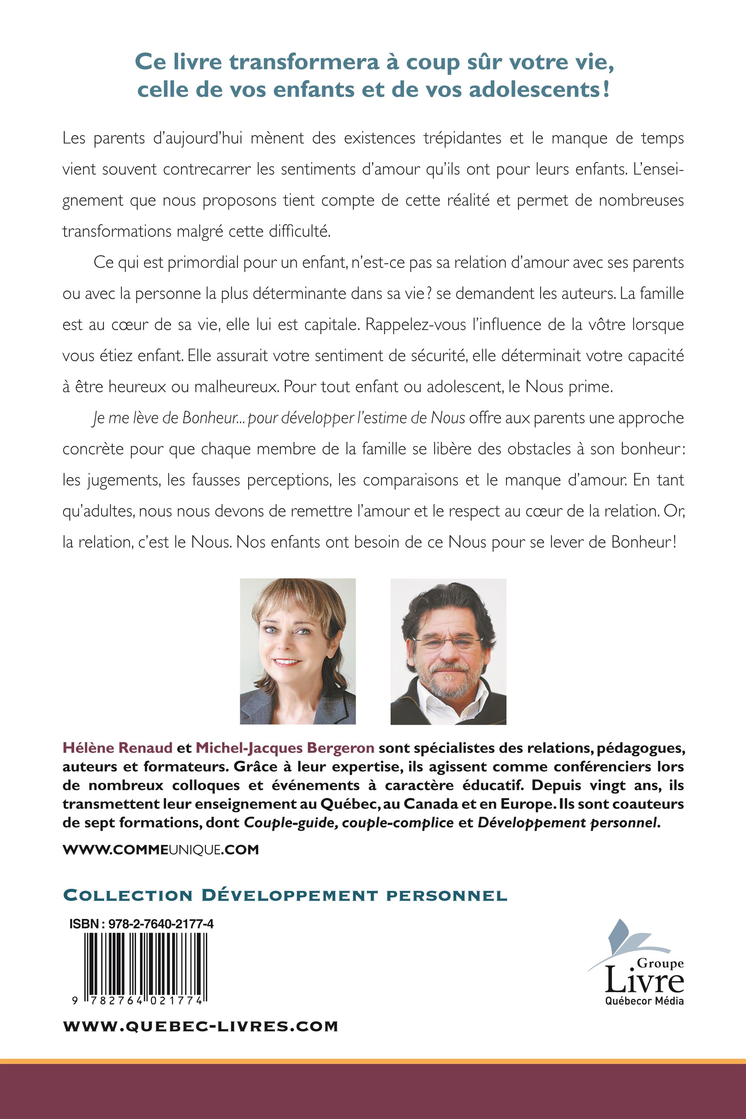 Couverture du livre de Je me lève de bonheur! : après l'estime de soi, l'estime de Nous - papier format