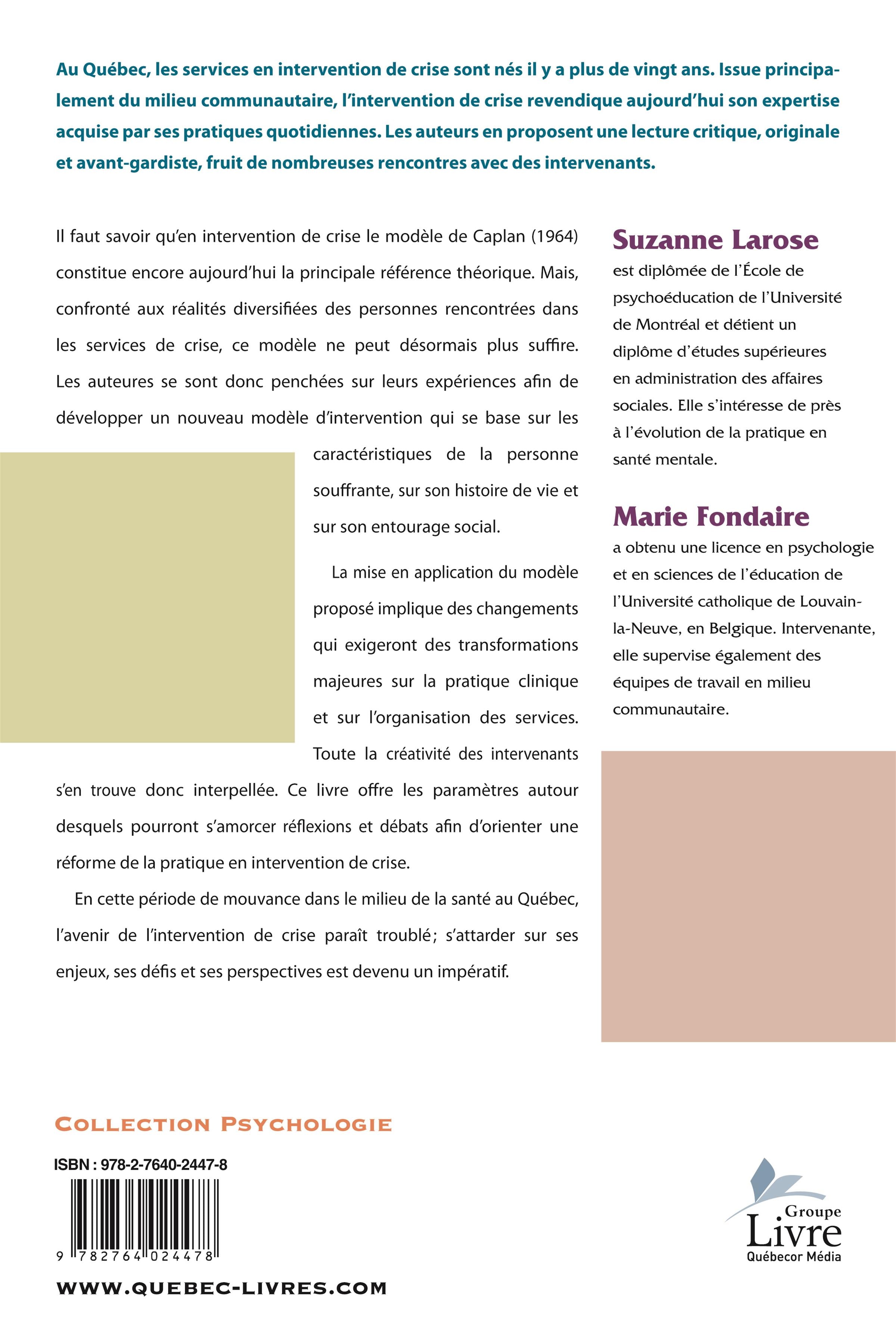 Couverture du livre de Détresse psychologique en situation de crise - papier format