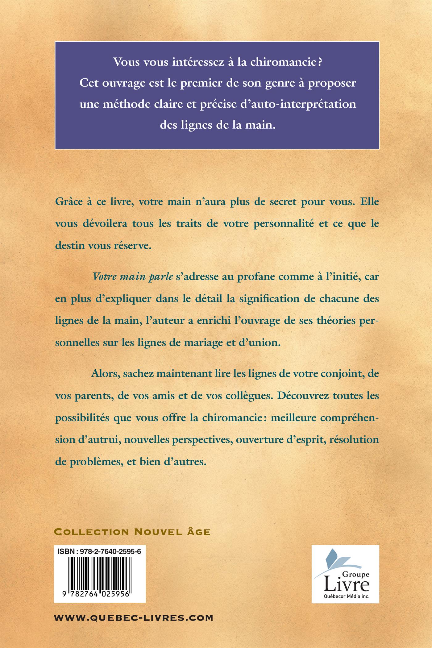 Couverture du livre de Votre main parle - papier format
