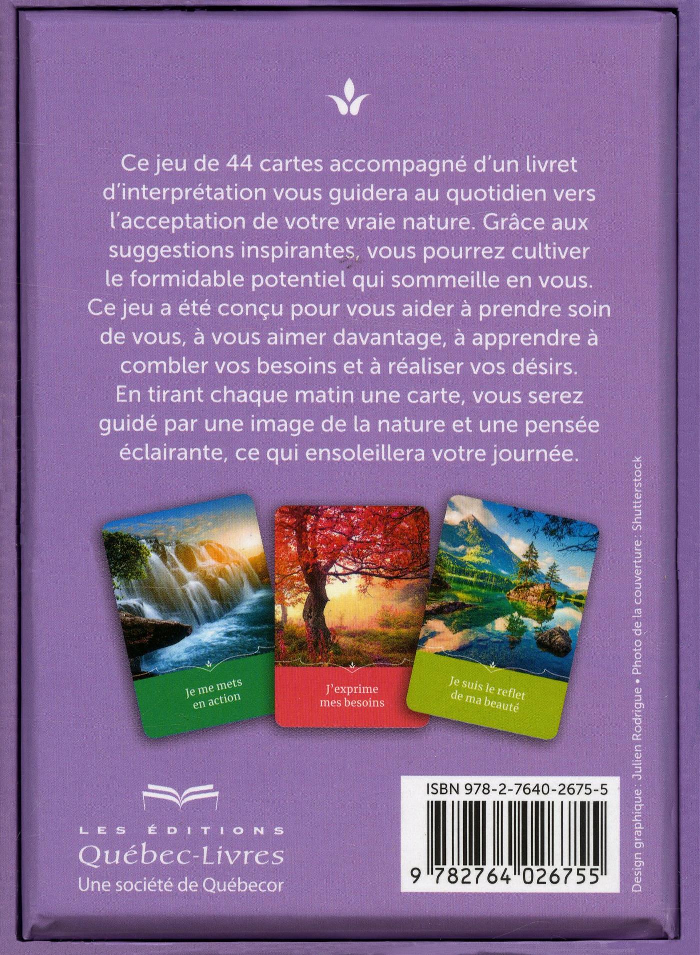 Couverture du livre de Pour accepter ma vraie nature, un jour à la fois : jeu de 44 cartes avec livret d'accompagnement - papier format