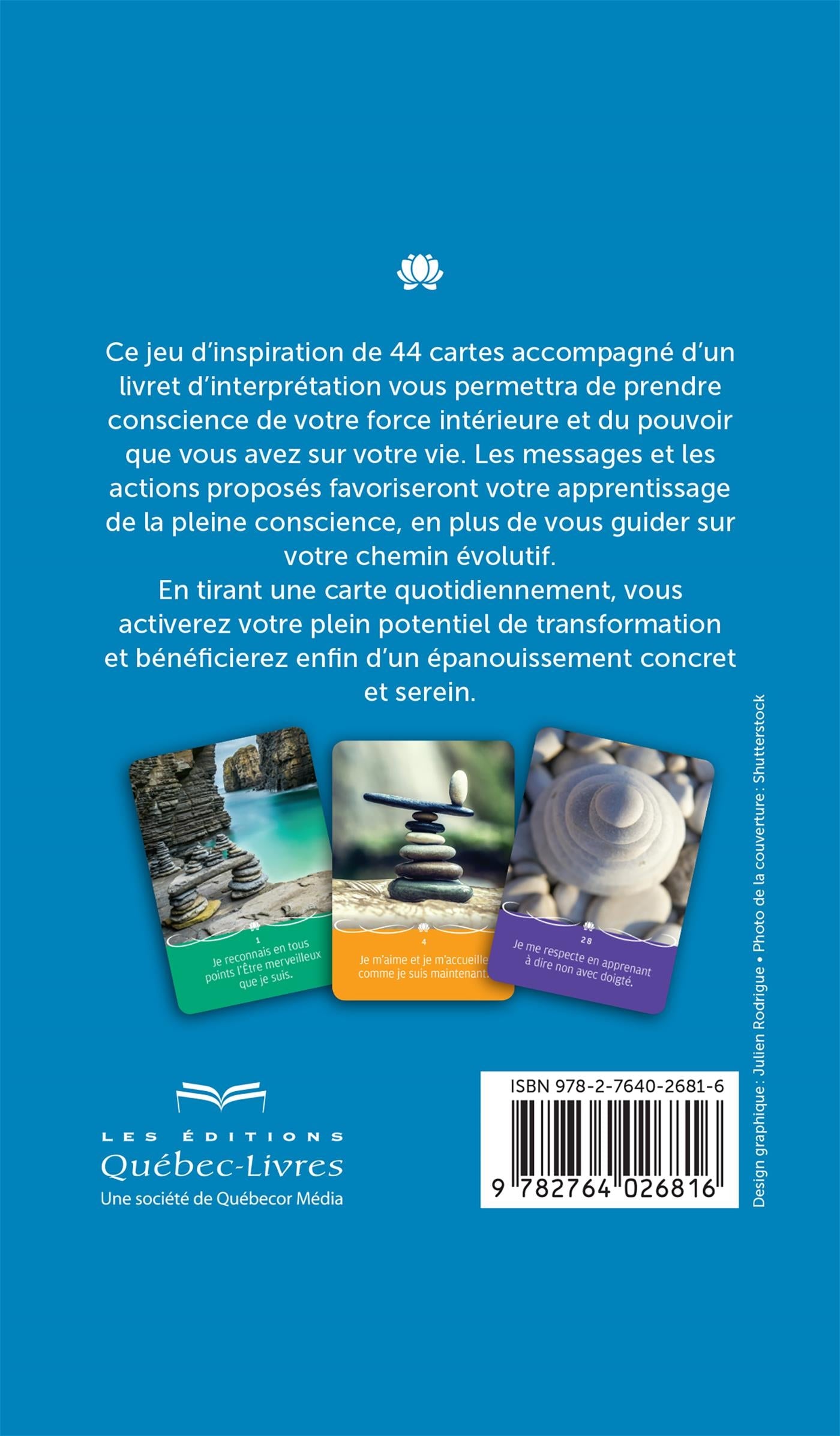 Couverture du livre de Pour vivre en pleine conscience : cartes d'inspiration créatrice : jeu de 44 cartes avec livret d'accompagnement - papier format