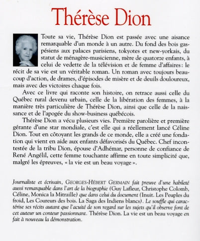 Couverture du livre de Thérèse Dion : la vie est un beau voyage - papier format