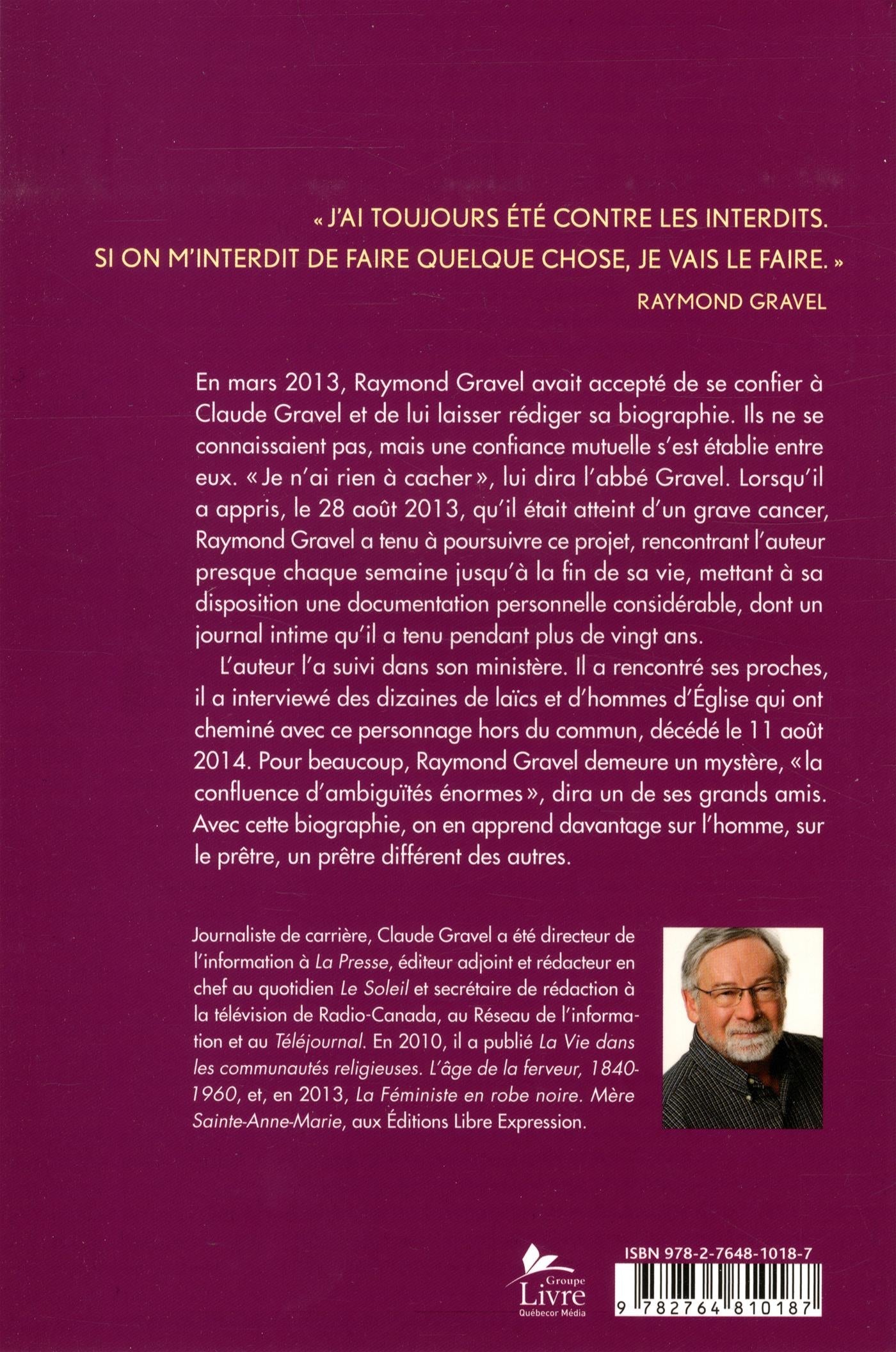 Couverture du livre de Raymond Gravel : entre le doute et l'espoir - papier format