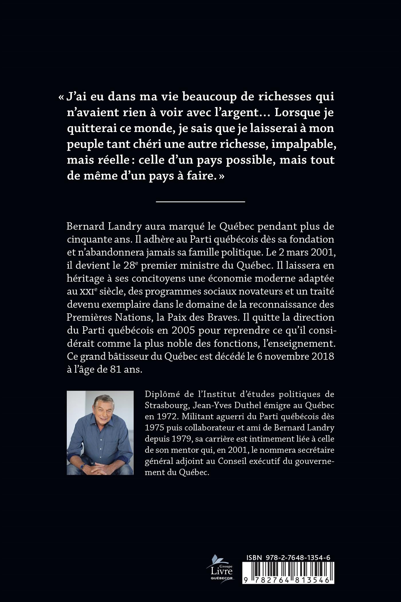 Couverture du livre de Bernard Landry : l'héritage d'un patriote - papier format