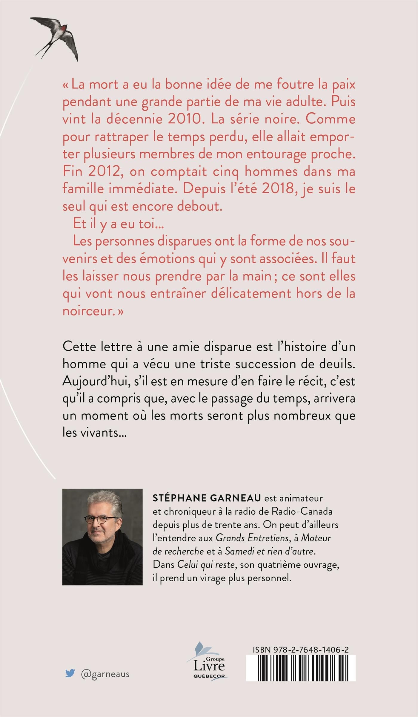 Couverture du livre de Celui qui reste : lettre à une amie disparue - papier format