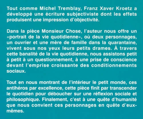 Couverture du livre de Monsieur Chose - papier format