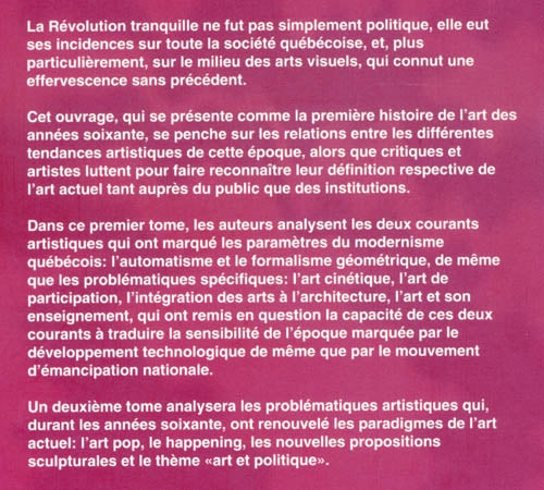 Couverture du livre de Arts visuels au Québec dans les années soixantes - papier format