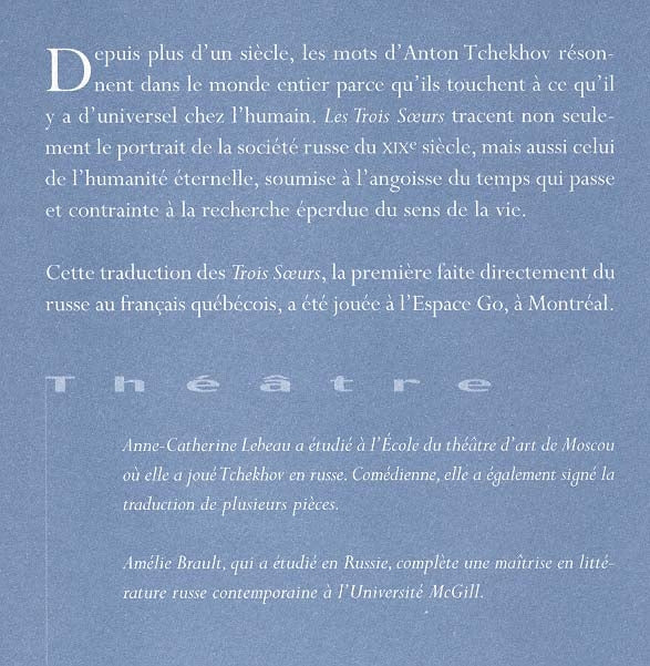 Couverture du livre de Les trois soeurs - papier format