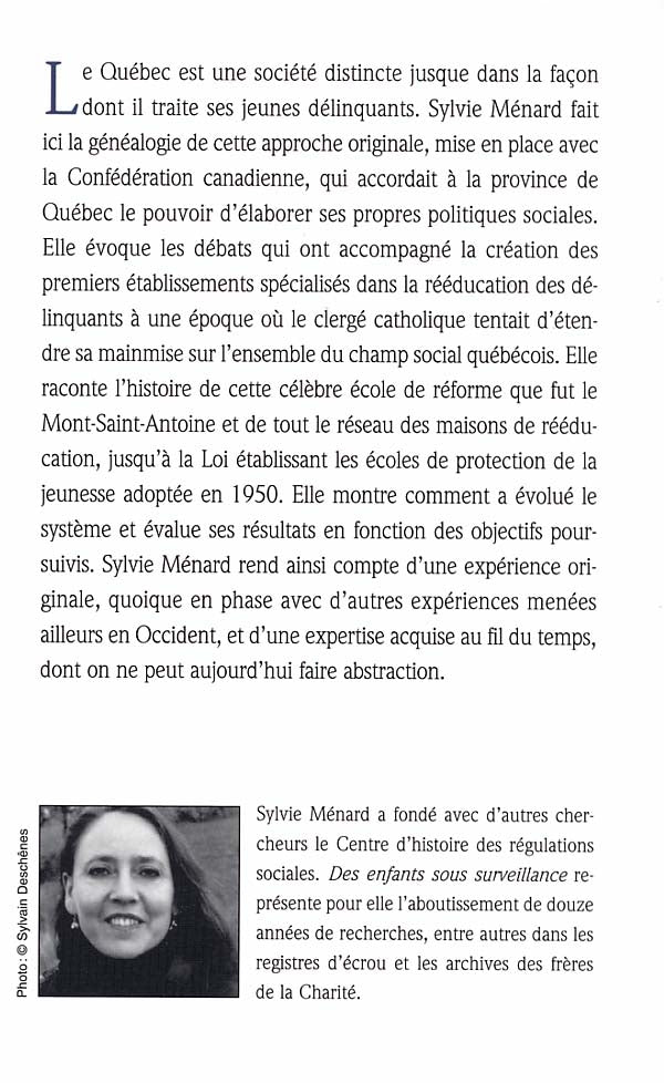 Couverture du livre de Des enfants sous surveillance - papier format