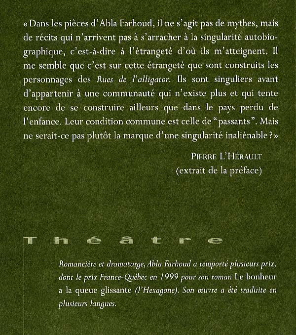 Couverture du livre de Les rues de l'alligator - papier format