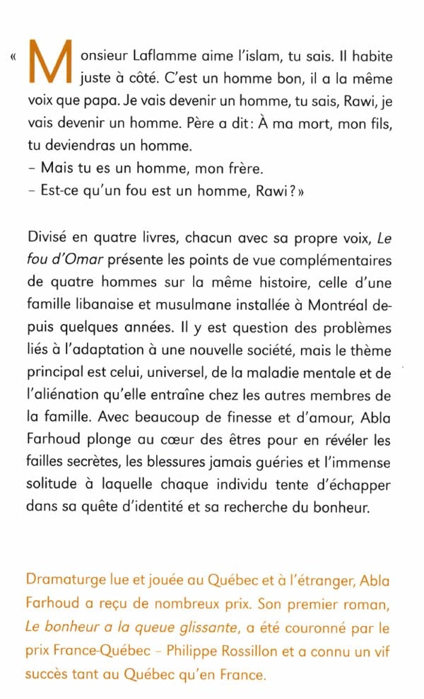 Couverture du livre de Le fou d'Omar - papier format
