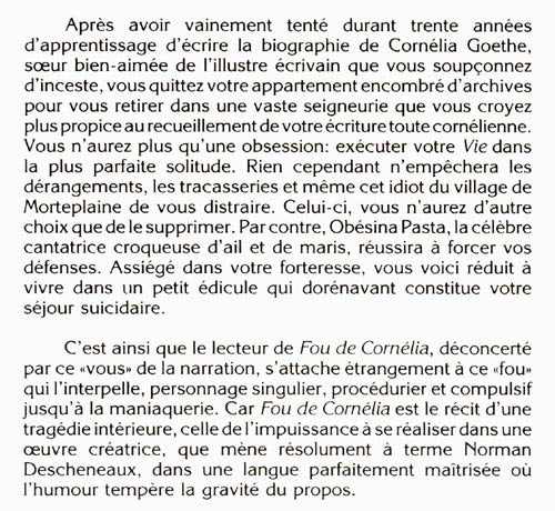 Couverture du livre de Fou de Cornélia - papier format