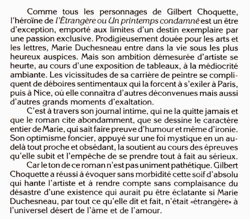 Couverture du livre de L'Étrangère ou Un printemps condamné - papier format