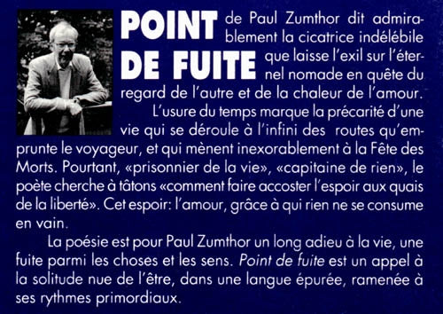 Couverture du livre de Point de fuite - papier format
