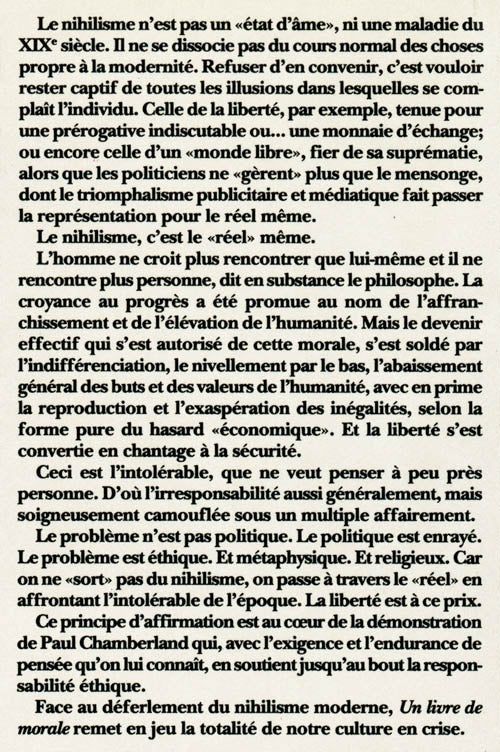 Couverture du livre de Un Livre de morale - papier format