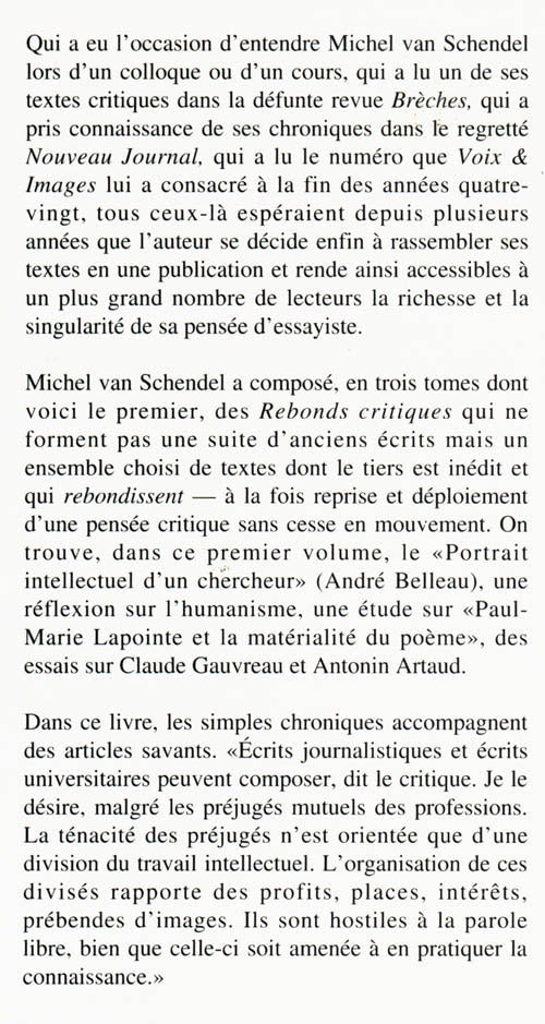 Couverture du livre de Rebonds critiques, t. 01 : Questions de littérature. - papier format