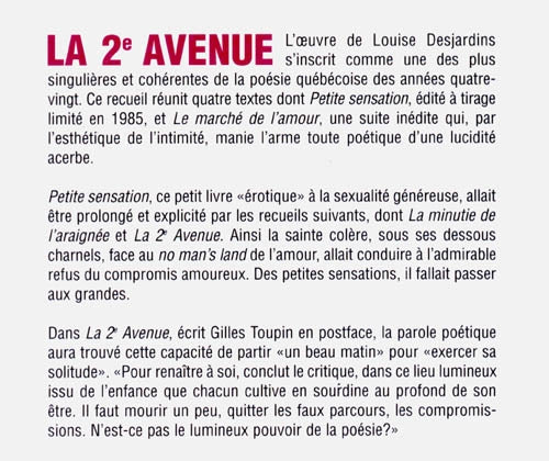Couverture du livre de La 2e avenue - papier format