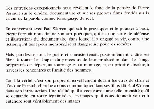 Couverture du livre de Cinéaste de la parole : entretiens avec Paul Warren - papier format