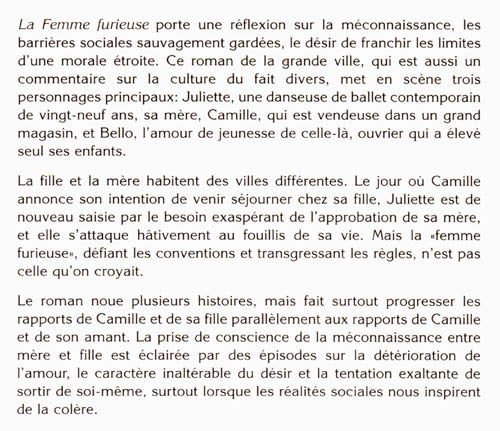 Couverture du livre de La femme furieuse - papier format