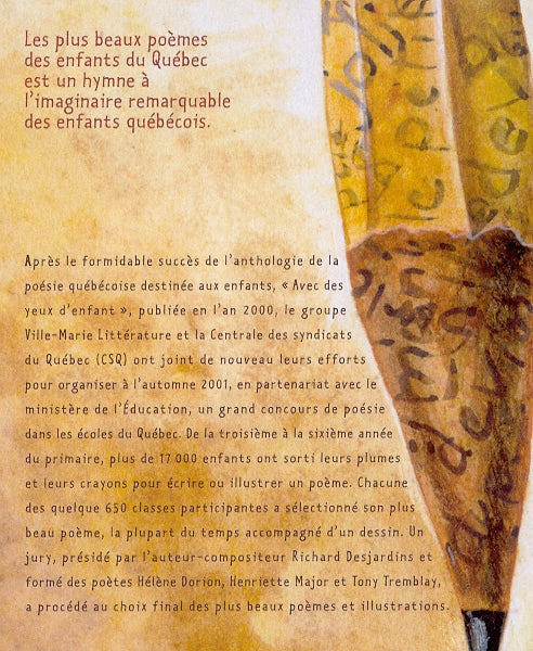 Couverture du livre de Les plus beaux poèmes des enfants du Québec - papier format