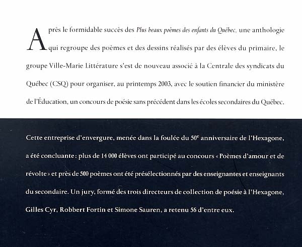 Couverture du livre de Poèmes d'amour et de révolte - papier format