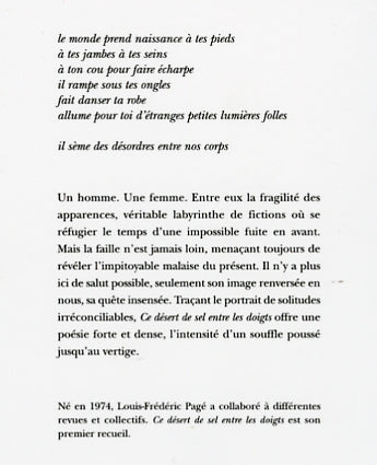 Couverture du livre de Ce désert de sel entre les doigts - papier format