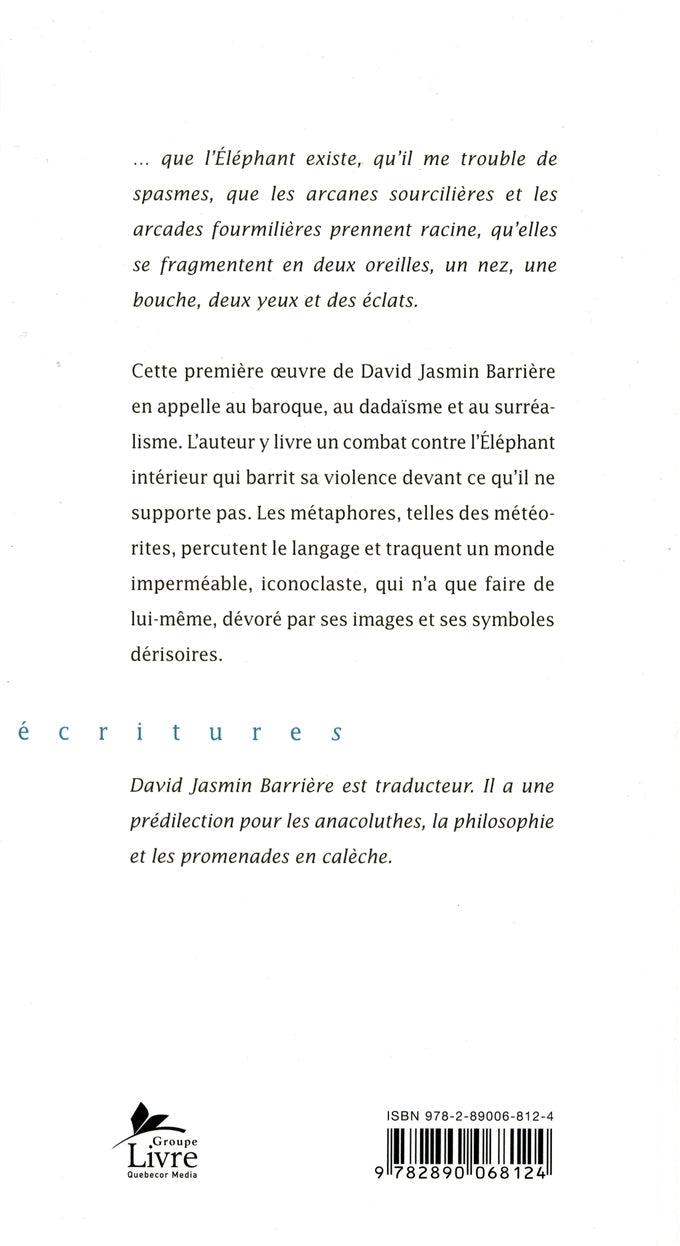 Couverture du livre de L'éléphant - papier format