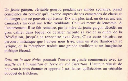 Couverture du livre de Zara, ou, La mer Noire - papier format