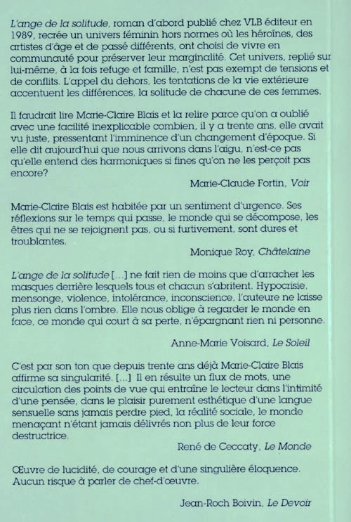 Couverture du livre de Ange de la solitude - papier format